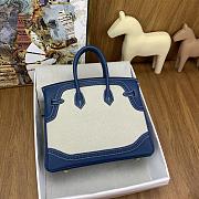 Hermes Birkin 25cm Canvas With Swift Lace Blue Gold Buckle  - 5