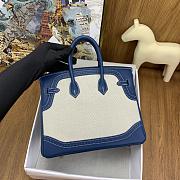 Hermes Birkin 25cm Canvas With Swift Lace Blue Gold Buckle  - 4