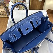 Hermes Birkin 25cm Canvas With Swift Lace Blue Gold Buckle  - 3