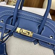 Hermes Birkin 25cm Canvas With Swift Lace Blue Gold Buckle  - 2