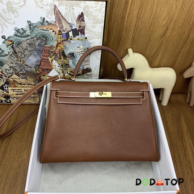 Hermes Kelly 32 cm Barenia Golden Brown Gold Buckle - 1