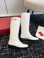 Valentino V Buckle Knight Boots White - 2