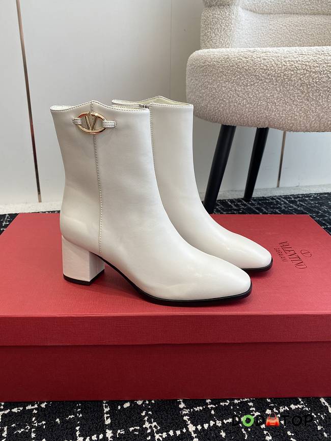 Valentino Buckle Ankle Boots White - 1