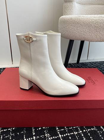 Valentino Buckle Ankle Boots White