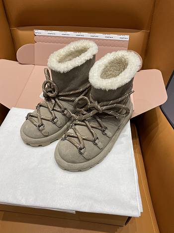 Miu Miu Lace-Up Wool Snow Boots 