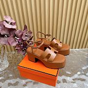 Hermes Wedge-Heeled Thick-Soled Sandals Brown 7 cm - 1