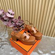 Hermes Wedge-Heeled Thick-Soled Sandals Brown 7 cm - 4