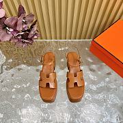 Hermes Wedge-Heeled Thick-Soled Sandals Brown 7 cm - 5