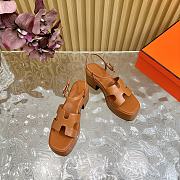 Hermes Wedge-Heeled Thick-Soled Sandals Brown 7 cm - 6