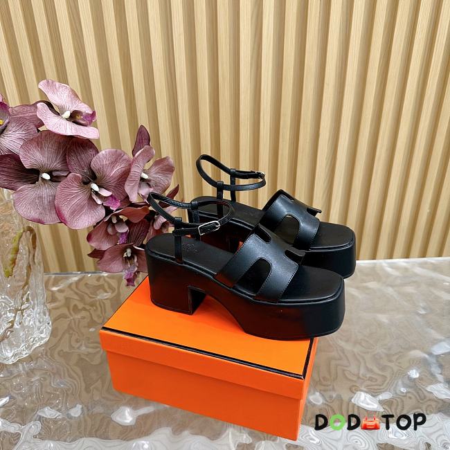 Hermes Wedge-Heeled Thick-Soled Sandals Black 7 cm - 1