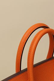 Hermes Togo Leather Handbag Orange Silver Hardware Size 25 x 20 x 13 cm - 6