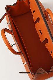 Hermes Togo Leather Handbag Orange Silver Hardware Size 25 x 20 x 13 cm - 3