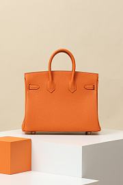 Hermes Togo Leather Handbag Orange Gold Hardware Size 25 x 20 x 13 cm - 4