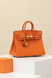 Hermes Togo Leather Handbag Orange Gold Hardware Size 25 x 20 x 13 cm - 2