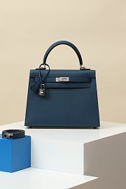 Hermes Kelly Epsom Calfskin Navy Silver Hardware Size 25 x 10 x 20 cm - 1