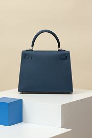 Hermes Kelly Epsom Calfskin Navy Silver Hardware Size 25 x 10 x 20 cm - 3