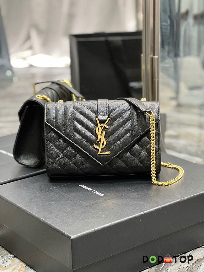 YSL Envelope Small Bag Black Gold Hardware Size 21 x 13 x 6 cm - 1