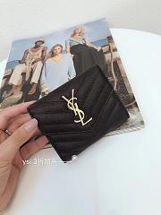 YSL Monogram Trifold Wallet in Grained Leather Black Size 12 x 10 x 2 cm - 1