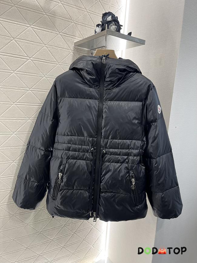 Moncler Hooded Drawstring Waist Down Jacket Black - 1