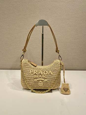 Prada Straw-Woven Hobo Bag Size 23 x 17 x 6.5 cm