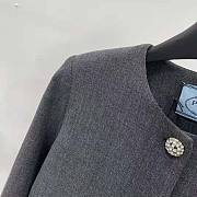 Prada Feather-trimmed Single-breasted Wool Jacket-Gray - 3