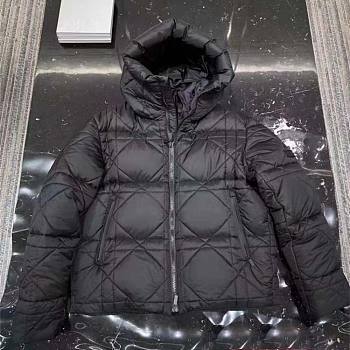 Dior Unisex Cannage Hooded Down Jacket Black Technical Fabric