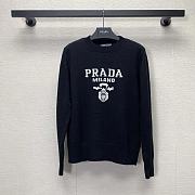 Prada Women Cashmere and Wool Prada Logo Crew-neck Sweater Black - 1