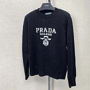 Prada Women Cashmere and Wool Prada Logo Crew-neck Sweater Black - 3