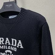 Prada Women Cashmere and Wool Prada Logo Crew-neck Sweater Black - 2