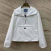 Prada Women Padded Duchesse Jacket with Enameled Metal Triangle Logo White - 1