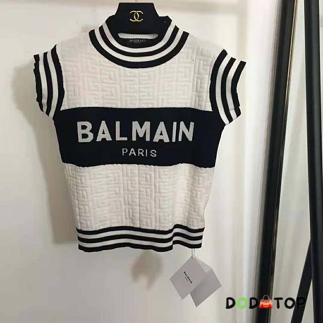 Balmain Women Monogrammed Bouclette Knit Top - 1