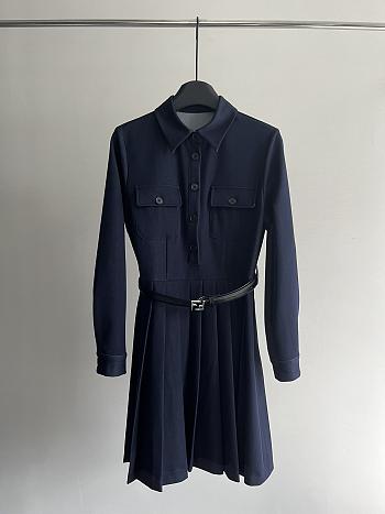 Fendi Long-Sleeved Dress Blue