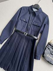 Fendi Long-Sleeved Dress Blue - 3