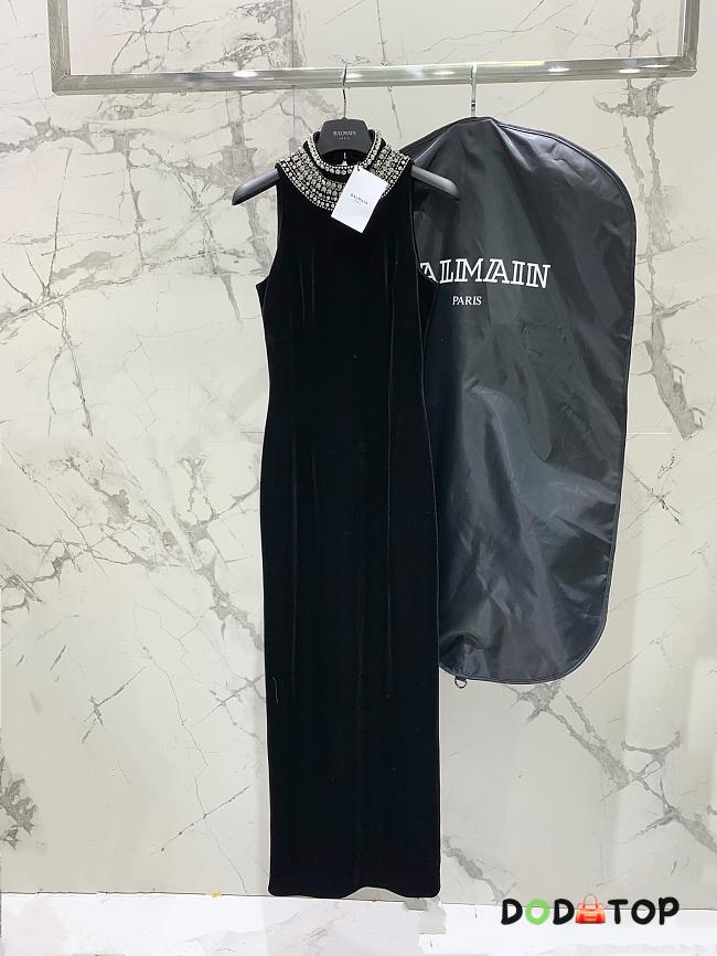 Balmain Pearl Dress Black - 1