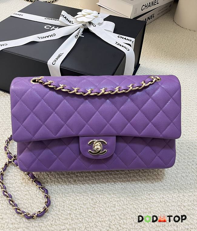 Chanel Classic Flap Bag Caviar Purple Gold Hardware Size 25 cm - 1