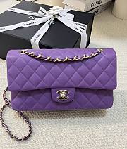 Chanel Classic Flap Bag Caviar Purple Gold Hardware Size 25 cm - 1