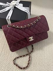 Chanel Classic Flap Bag Caviar Dark Red Gold Hardware Size 25 cm - 1