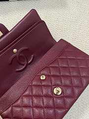 Chanel Classic Flap Bag Caviar Dark Red Gold Hardware Size 25 cm - 5