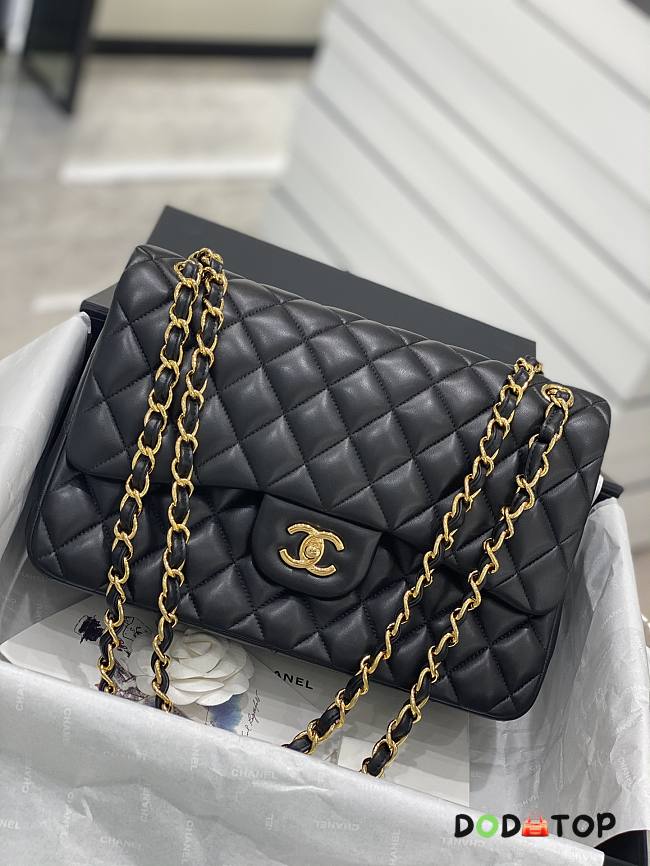 Chanel CF Lambskin Bodin Joyeux Black Gold Hardware Size 30 cm - 1