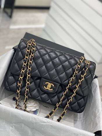 Chanel CF Lambskin Bodin Joyeux Black Gold Hardware Size 30 cm