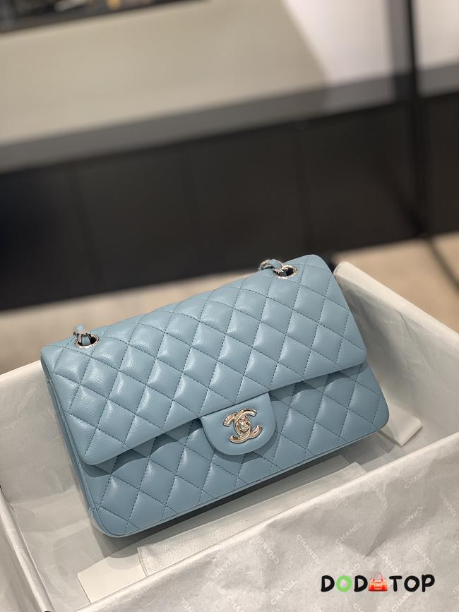 Chanel CF Lambskin Bodin Joyeux Blue Silver Hardware Size 25 cm - 1