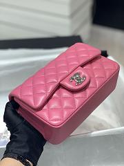 Chanel CF Lambskin Bodin Joyeux Pink Silver Hardware Size 20 cm - 4