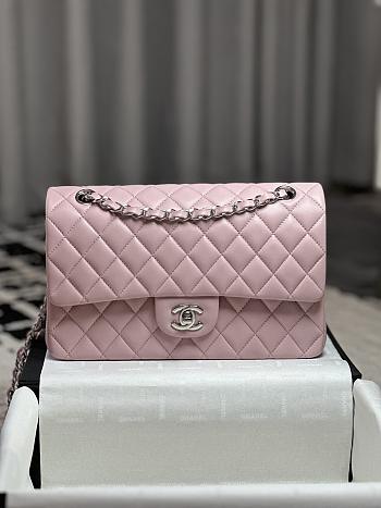 Chanel CF Lambskin Bodin Joyeux Light Pink Silver Hardware Size 25 cm