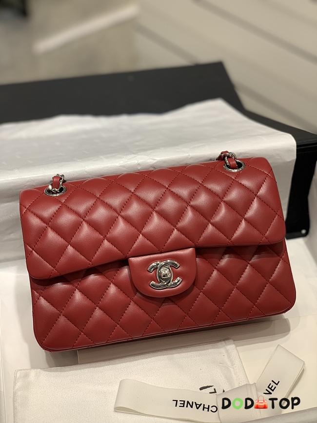 Chanel CF Lambskin Bodin Joyeux Red Light Silver Buckle Size 25 cm - 1