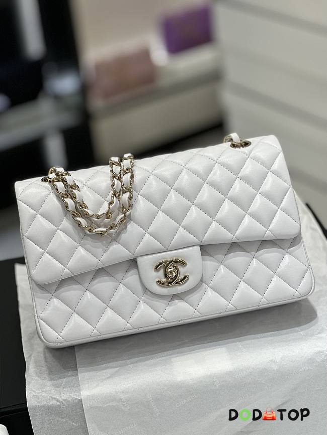 Chanel CF Lambskin Bodin Joyeux White Gold Buckle Size 25 cm - 1