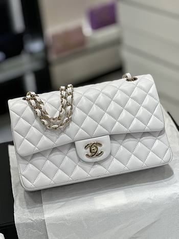 Chanel CF Lambskin Bodin Joyeux White Gold Buckle Size 25 cm