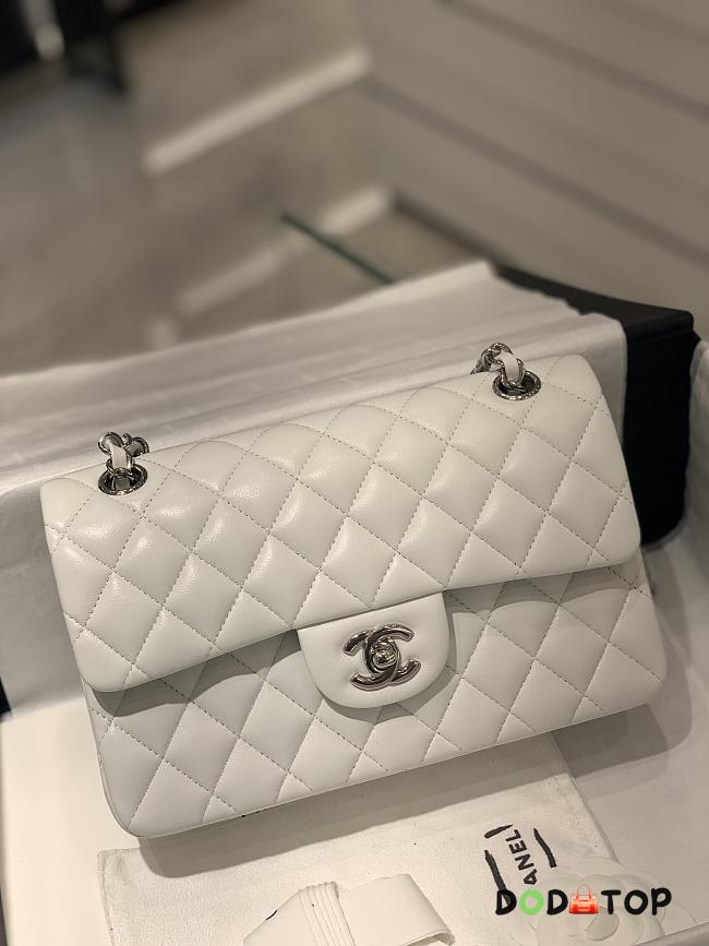 Chanel CF Lambskin Bodin Joyeux White Silver Buckle Size 25 cm - 1