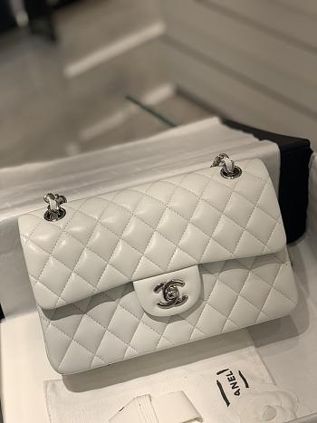 Chanel CF Lambskin Bodin Joyeux White Silver Buckle Size 25 cm