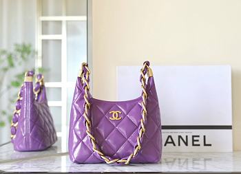 Chanel 24A Hobo Purple Bag Size 22.5 x 19.5 x 8.5 cm 