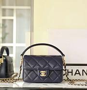 Chanel Mini Flap Bag With Top Handle Grained Leather Navy Blue Size 11 x 16 x 4 cm - 1